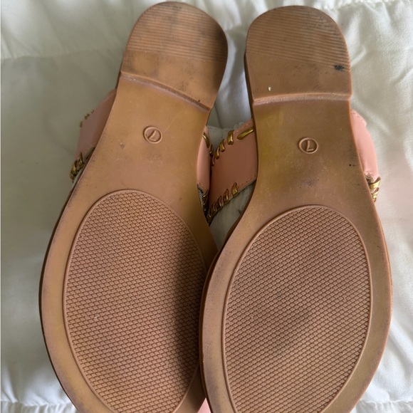 BAMBOO Beige Rosette Slide & Pink Palm Thong Sandals - Picture 7 of 8